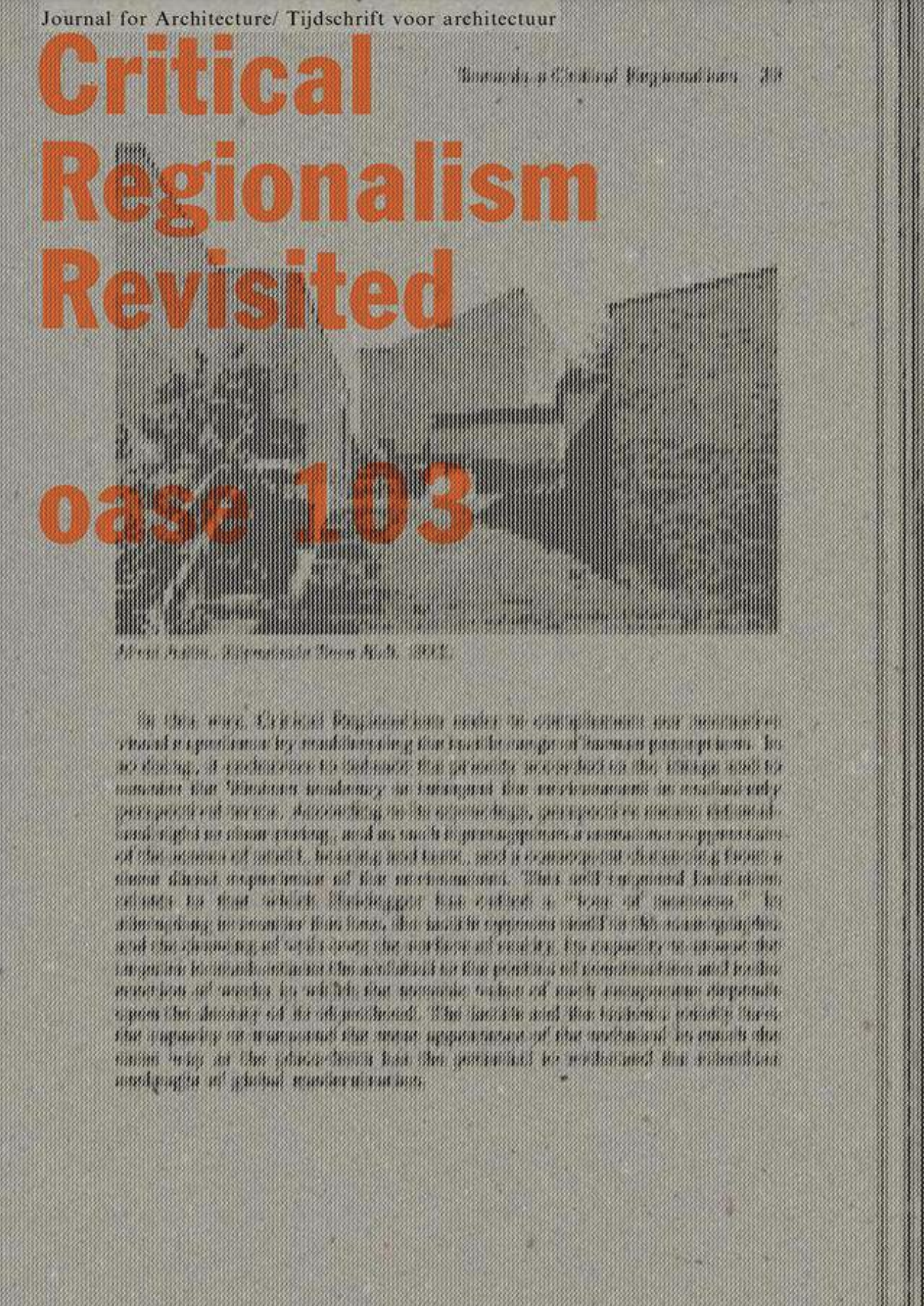 OASE 103 - Critical Regionalism Revisited