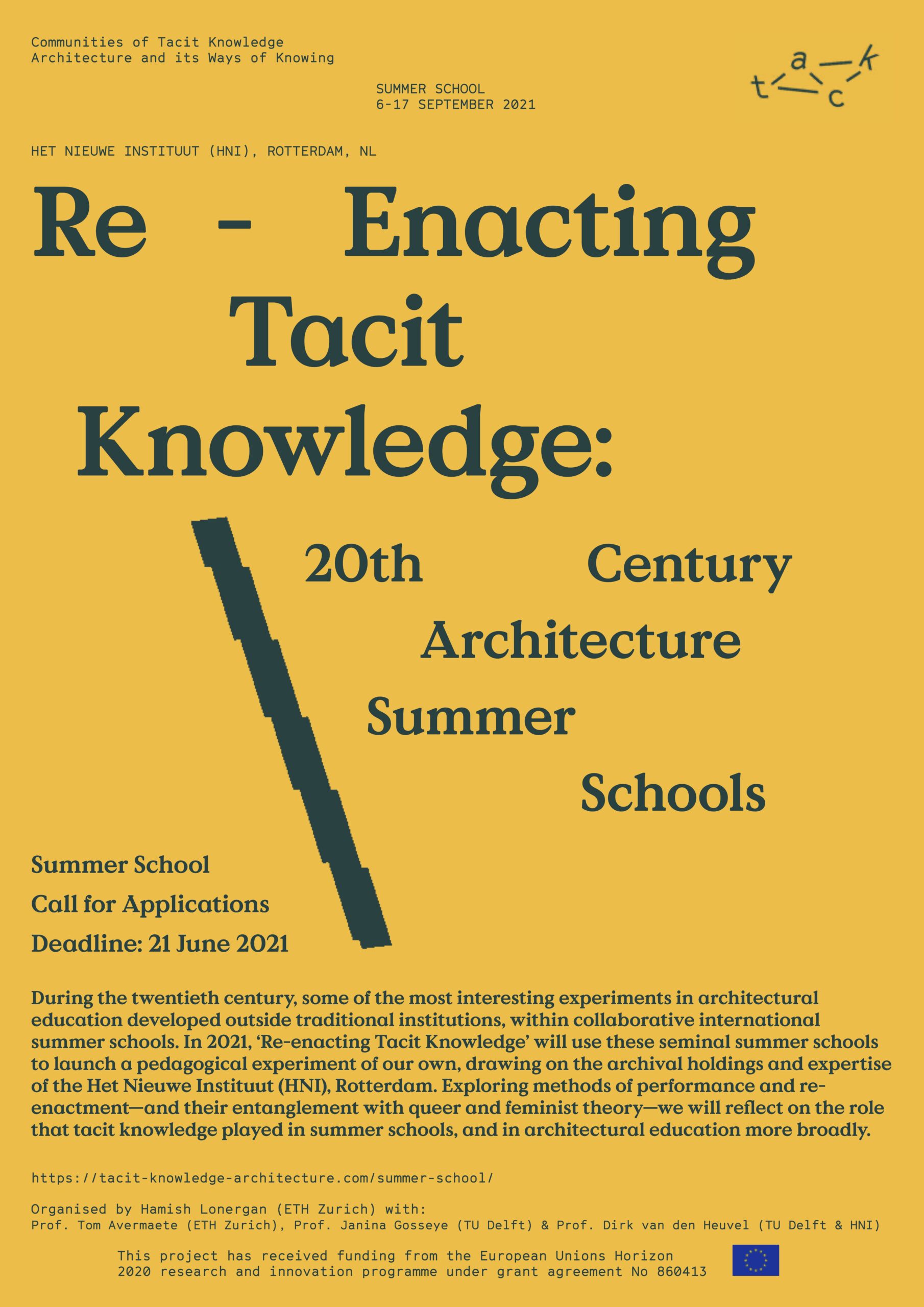 Re-Enacting Tacit Knowledge: 20th Century Architecture Summer Schools